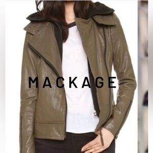 Mackage Kiera Leather Biker Jacket: Detachable Hoodie